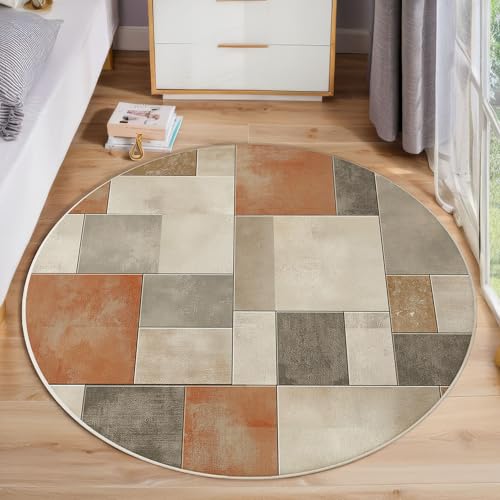 ZISTRCBAO Braun Grau Geometrie Rund Teppich, Aquarell Einfach Waschbarer Wohnzimmer Sofa Teppich Kurzflor Couchtischmatte, Braun Rund 80cm Teppiche Für Schlafzimmer Esszimmer Küche Innen ZISTRCBAO Braun Grau Geometrie Rund Teppich, Aquarell Einfach Waschbarer Wohnzimmer Sofa Teppich Kurzflor Couchtischmatte, Braun Rund 80cm Teppiche Für Schlafzimmer Esszimmer Küche Innen von ZISTRCBAO