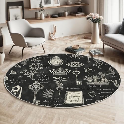 ZISTRCBAO Buch Floral Rund Bereich Teppich 120cm, Vintage-Gotik Weich Teppich Rund, Waschbar rutschfest Wohnzimmer Teppiche Für Schlafzimmer Terrasse Garten Küchen, Grau ZISTRCBAO Buch Floral Rund Bereich Teppich 120cm, Vintage-Gotik Weich Teppich Rund, Waschbar rutschfest Wohnzimmer Teppiche Für Schlafzimmer Terrasse Garten Küchen, Grau von ZISTRCBAO