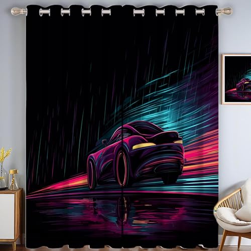 ZISTRCBAO Cartoon-Auto Verdunkelungsvorhänge, Graffiti-Stil Thermisch Isoliert Fensterbehandlung Vorhänge Für Wohnzimmer Dekoration, Schwarz 2 Paneele H182xB91cm ZISTRCBAO Cartoon-Auto Verdunkelungsvorhänge, Graffiti-Stil Thermisch Isoliert Fensterbehandlung Vorhänge Für Wohnzimmer Dekoration, Schwarz 2 Paneele H182xB91cm von ZISTRCBAO