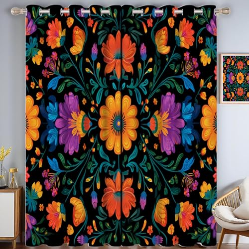 ZISTRCBAO Cartoon Blumen Schlafzimmervorhänge, Mexikanischer Stil Vorhänge Mit ösen Verdunkelung Wärmeschutzvorhang Thermovorhang Für Wohnzimmer Schlafzimmer, Orange, 2er Set H182xB91cm ZISTRCBAO Cartoon Blumen Schlafzimmervorhänge, Mexikanischer Stil Vorhänge Mit ösen Verdunkelung Wärmeschutzvorhang Thermovorhang Für Wohnzimmer Schlafzimmer, Orange, 2er Set H182xB91cm von ZISTRCBAO
