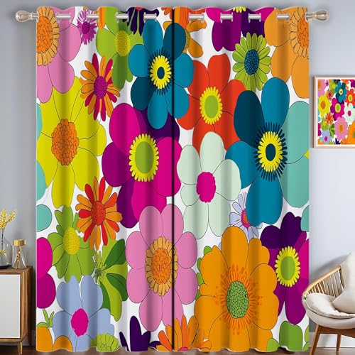 ZISTRCBAO Cartoon Blumen Schlafzimmervorhänge, Retro-Schlichtheit Vorhänge Mit ösen Verdunkelung Wärmeschutzvorhang Thermovorhang Für Wohnzimmer Schlafzimmer, Mehrfarbig, 2er Set H213xB137cm ZISTRCBAO Cartoon Blumen Schlafzimmervorhänge, Retro-Schlichtheit Vorhänge Mit ösen Verdunkelung Wärmeschutzvorhang Thermovorhang Für Wohnzimmer Schlafzimmer, Mehrfarbig, 2er Set H213xB137cm von ZISTRCBAO