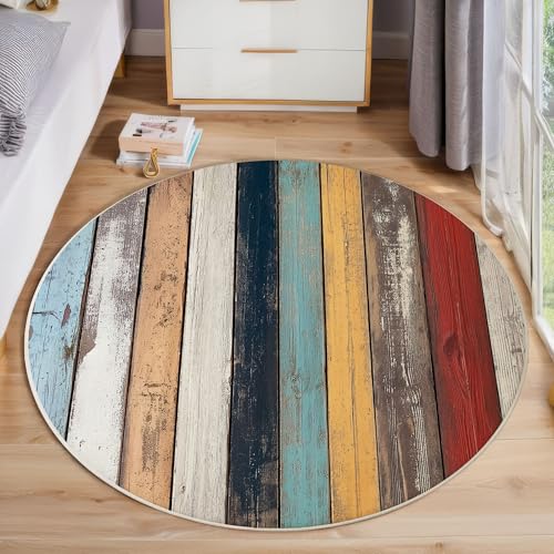 ZISTRCBAO Farbige Holzmaserung Rund Bereich Teppich 100cm, Retro-Landhausstil Weich Teppich Rund, Waschbar rutschfest Wohnzimmer Teppiche Für Schlafzimmer Terrasse Garten Küchen, Braun ZISTRCBAO Farbige Holzmaserung Rund Bereich Teppich 100cm, Retro-Landhausstil Weich Teppich Rund, Waschbar rutschfest Wohnzimmer Teppiche Für Schlafzimmer Terrasse Garten Küchen, Braun von ZISTRCBAO