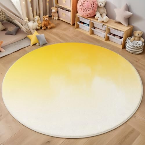 ZISTRCBAO Farbverlauf-Aquarell Kurzflor Teppich Rund, Moderne Schlichtheit Wohnzimmerteppich, Gelb Runder Teppich 60cm Round Eingangsbereich Waschbar Weich for Wohnzimmer Schlafzimmer Studie Heimbüro ZISTRCBAO Farbverlauf-Aquarell Kurzflor Teppich Rund, Moderne Schlichtheit Wohnzimmerteppich, Gelb Runder Teppich 60cm Round Eingangsbereich Waschbar Weich for Wohnzimmer Schlafzimmer Studie Heimbüro von ZISTRCBAO