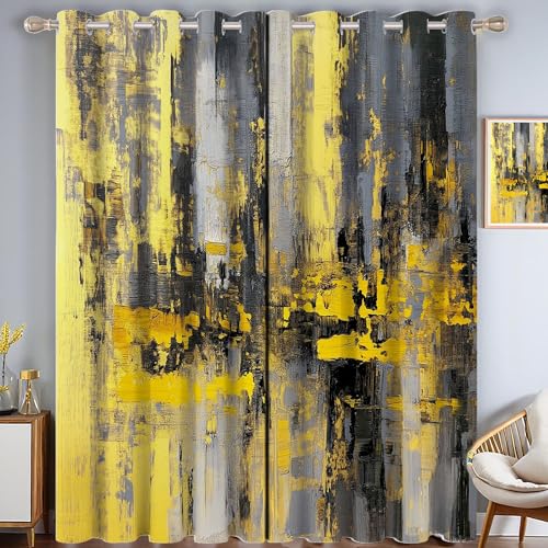 ZISTRCBAO Farbverlauf-Graffiti Verdunkelungsvorhänge, Aquarellkunst Thermisch Isoliert Fensterbehandlung Vorhänge Für Wohnzimmer Dekoration, Gelb 2 Paneele H99xB68.5cm ZISTRCBAO Farbverlauf-Graffiti Verdunkelungsvorhänge, Aquarellkunst Thermisch Isoliert Fensterbehandlung Vorhänge Für Wohnzimmer Dekoration, Gelb 2 Paneele H99xB68.5cm von ZISTRCBAO