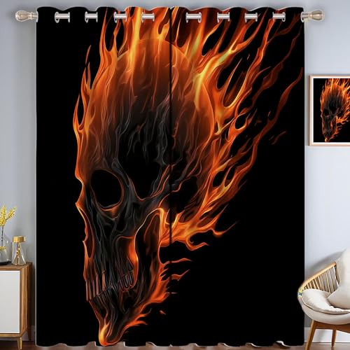 ZISTRCBAO Flammender Schädel Verdunkelungsvorhänge, Gotischer Stil Thermisch Isoliert Fensterbehandlung Vorhänge Für Wohnzimmer Dekoration, Orange Farbe 2 Paneele H213xB137cm ZISTRCBAO Flammender Schädel Verdunkelungsvorhänge, Gotischer Stil Thermisch Isoliert Fensterbehandlung Vorhänge Für Wohnzimmer Dekoration, Orange Farbe 2 Paneele H213xB137cm von ZISTRCBAO