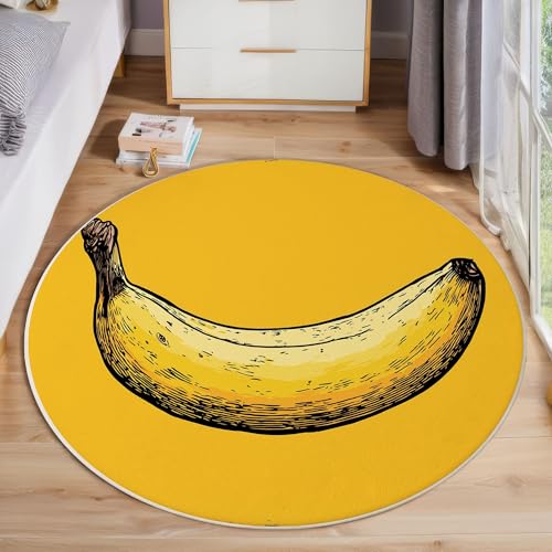 ZISTRCBAO Gelbe Banane Rund Teppich Kurzflor, Moderner Minimalist Ultradünner Waschbarer Runder Teppich Für Den Innen Und Außenbereich Schlafzimmer Wohnzimmer Terrasse Garten 80cm, Gelb ZISTRCBAO Gelbe Banane Rund Teppich Kurzflor, Moderner Minimalist Ultradünner Waschbarer Runder Teppich Für Den Innen Und Außenbereich Schlafzimmer Wohnzimmer Terrasse Garten 80cm, Gelb von ZISTRCBAO
