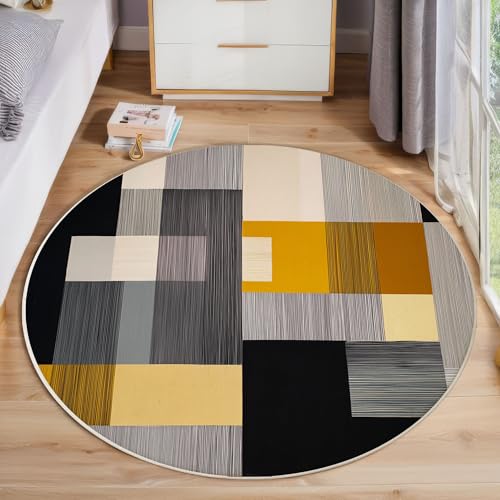ZISTRCBAO Gelbgraue Farbverlaufsgeometrie Teppich Rund 160cm, Minimalismus Kurzflor Teppich Rund, Anti-Rutsch Unterseite Weich Kreisteppich Für Wohnzimmer, Schlafzimmer, Büro, Grau ZISTRCBAO Gelbgraue Farbverlaufsgeometrie Teppich Rund 160cm, Minimalismus Kurzflor Teppich Rund, Anti-Rutsch Unterseite Weich Kreisteppich Für Wohnzimmer, Schlafzimmer, Büro, Grau von ZISTRCBAO