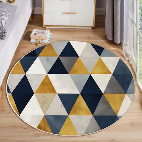 ZISTRCBAO Geometrisches Dreieck Rund Teppich Kurzflor, Moderne Schlichtheit Ultradünner Waschbarer Runder Teppich Für Den Innen Und Außenbereich Schlafzimmer Wohnzimmer Terrasse Garten 180cm, Grau ZISTRCBAO Geometrisches Dreieck Rund Teppich Kurzflor, Moderne Schlichtheit Ultradünner Waschbarer Runder Teppich Für Den Innen Und Außenbereich Schlafzimmer Wohnzimmer Terrasse Garten 180cm, Grau von ZISTRCBAO