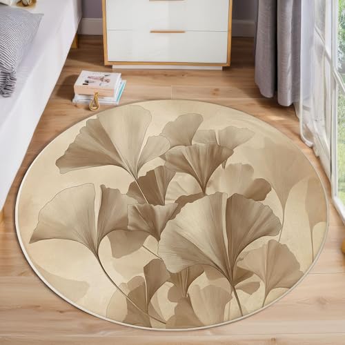 ZISTRCBAO Ginkgoblatt rutschfest Runder Teppich 60cm, Vintage-Pflanze Runder Teppich Wohnzimmer, Bräunen Dekoration Teppiche Weich Waschbar Für Zuhause Bodenmatte Schlafzimmer Dekorativer Teppiche ZISTRCBAO Ginkgoblatt rutschfest Runder Teppich 60cm, Vintage-Pflanze Runder Teppich Wohnzimmer, Bräunen Dekoration Teppiche Weich Waschbar Für Zuhause Bodenmatte Schlafzimmer Dekorativer Teppiche von ZISTRCBAO