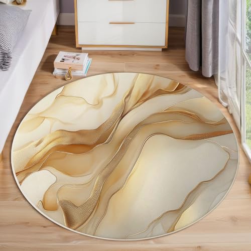 ZISTRCBAO Goldener Marmor Kurzflor Teppich Rund, Moderner Luxus Wohnzimmerteppich, Beige Runder Teppich 160cm Round Eingangsbereich Waschbar Weich for Wohnzimmer Schlafzimmer Studie Heimbüro ZISTRCBAO Goldener Marmor Kurzflor Teppich Rund, Moderner Luxus Wohnzimmerteppich, Beige Runder Teppich 160cm Round Eingangsbereich Waschbar Weich for Wohnzimmer Schlafzimmer Studie Heimbüro von ZISTRCBAO