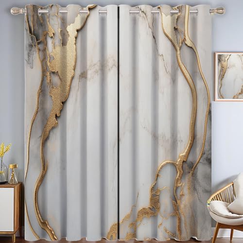 ZISTRCBAO Goldener Marmor Verdunkelungsvorhänge, Leichter Luxus Thermisch Isoliert Fensterbehandlung Vorhänge Für Wohnzimmer Dekoration, Grau 2 Paneele H182xB91cm ZISTRCBAO Goldener Marmor Verdunkelungsvorhänge, Leichter Luxus Thermisch Isoliert Fensterbehandlung Vorhänge Für Wohnzimmer Dekoration, Grau 2 Paneele H182xB91cm von ZISTRCBAO