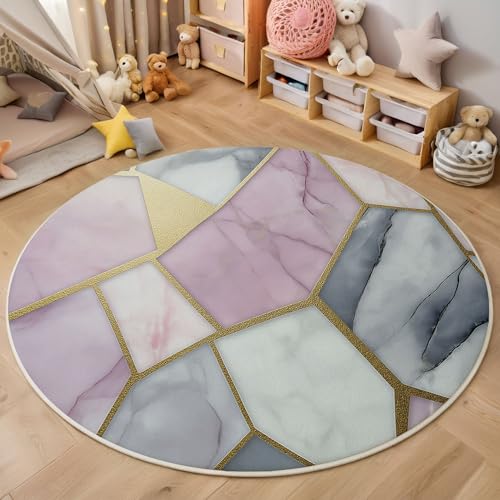 ZISTRCBAO Goldfarbener Geometrischer Marmor Rund Bereich Teppich 60cm, Moderner Luxus Weich Teppich Rund, Waschbar rutschfest Wohnzimmer Teppiche Für Schlafzimmer Terrasse Garten Küchen, Rosa ZISTRCBAO Goldfarbener Geometrischer Marmor Rund Bereich Teppich 60cm, Moderner Luxus Weich Teppich Rund, Waschbar rutschfest Wohnzimmer Teppiche Für Schlafzimmer Terrasse Garten Küchen, Rosa von ZISTRCBAO