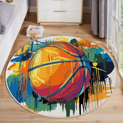 ZISTRCBAO Graffiti-Basketball Kurzflor Teppich Rund, Aquarell Einfach Wohnzimmerteppich, Orange Runder Teppich 80cm Round Eingangsbereich Waschbar Weich for Wohnzimmer Schlafzimmer Studie Heimbüro ZISTRCBAO Graffiti-Basketball Kurzflor Teppich Rund, Aquarell Einfach Wohnzimmerteppich, Orange Runder Teppich 80cm Round Eingangsbereich Waschbar Weich for Wohnzimmer Schlafzimmer Studie Heimbüro von ZISTRCBAO