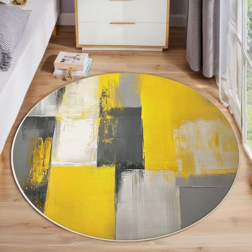 ZISTRCBAO Graue Aquarellgeometrie Rund Teppich, Moderne Schlichtheit Waschbarer Wohnzimmer Sofa Teppich Kurzflor Couchtischmatte, Gelb Rund 60cm Teppiche Für Schlafzimmer Esszimmer Küche Innen ZISTRCBAO Graue Aquarellgeometrie Rund Teppich, Moderne Schlichtheit Waschbarer Wohnzimmer Sofa Teppich Kurzflor Couchtischmatte, Gelb Rund 60cm Teppiche Für Schlafzimmer Esszimmer Küche Innen von ZISTRCBAO