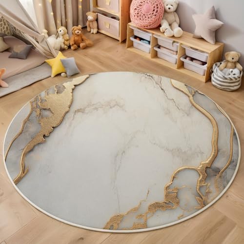 ZISTRCBAO Graugoldener Marmor Kurzflor Teppich Rund, Fluid Art Teppich Runder 100cm, Grau Kreis Eingangsteppich Maschine Waschbarer Teppiche Für Wohnzimmer Schlafzimmer Küchenakzent ZISTRCBAO Graugoldener Marmor Kurzflor Teppich Rund, Fluid Art Teppich Runder 100cm, Grau Kreis Eingangsteppich Maschine Waschbarer Teppiche Für Wohnzimmer Schlafzimmer Küchenakzent von ZISTRCBAO
