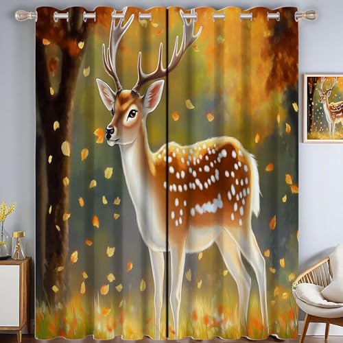 ZISTRCBAO Hirschwald Verdunkelungsvorhänge, Fantasy-Kunststil Thermisch Isoliert Fensterbehandlung Vorhänge Für Wohnzimmer Dekoration, Braun 2 Paneele H182xB91cm ZISTRCBAO Hirschwald Verdunkelungsvorhänge, Fantasy-Kunststil Thermisch Isoliert Fensterbehandlung Vorhänge Für Wohnzimmer Dekoration, Braun 2 Paneele H182xB91cm von ZISTRCBAO