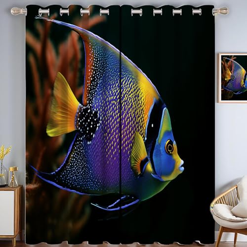 ZISTRCBAO Kaiserfisch Verdunkelungsvorhänge, Meerestiere Thermisch Isoliert Fensterbehandlung Vorhänge Für Wohnzimmer Dekoration, Mehrfarbig 2 Paneele H213xB66cm ZISTRCBAO Kaiserfisch Verdunkelungsvorhänge, Meerestiere Thermisch Isoliert Fensterbehandlung Vorhänge Für Wohnzimmer Dekoration, Mehrfarbig 2 Paneele H213xB66cm von ZISTRCBAO