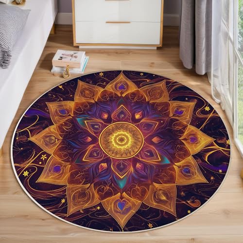 ZISTRCBAO Kaleidoskop Rund Bereich Teppich 120cm, Mandala Blumen Weich Teppich Rund, Waschbar rutschfest Wohnzimmer Teppiche Für Schlafzimmer Terrasse Garten Küchen, Braun ZISTRCBAO Kaleidoskop Rund Bereich Teppich 120cm, Mandala Blumen Weich Teppich Rund, Waschbar rutschfest Wohnzimmer Teppiche Für Schlafzimmer Terrasse Garten Küchen, Braun von ZISTRCBAO