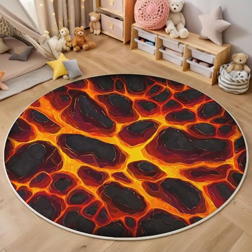 ZISTRCBAO Lava-Textur rutschfest Runder Teppich 120cm, Cartoon-Stil Runder Teppich Wohnzimmer, Orange Dekoration Teppiche Weich Waschbar Für Zuhause Bodenmatte Schlafzimmer Dekorativer Teppiche ZISTRCBAO Lava-Textur rutschfest Runder Teppich 120cm, Cartoon-Stil Runder Teppich Wohnzimmer, Orange Dekoration Teppiche Weich Waschbar Für Zuhause Bodenmatte Schlafzimmer Dekorativer Teppiche von ZISTRCBAO