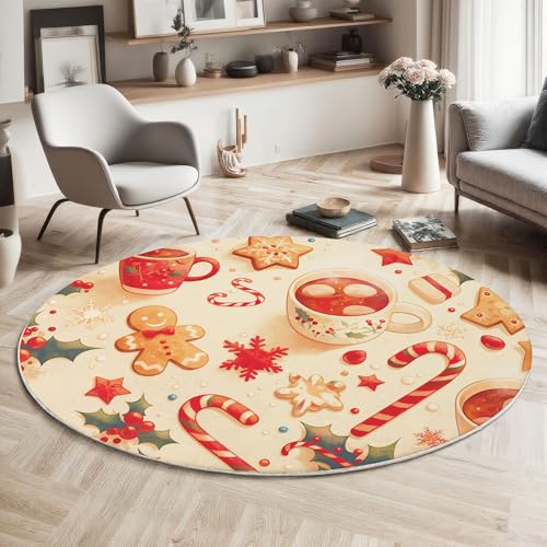 ZISTRCBAO Lebkuchen-Zuckerstange Kurzflor Teppich Rund, Weihnachten Teppich Runder 80cm, Rot Kreis Eingangsteppich Maschine Waschbarer Teppiche Für Wohnzimmer Schlafzimmer Esszimmer Küchenakzent ZISTRCBAO Lebkuchen-Zuckerstange Kurzflor Teppich Rund, Weihnachten Teppich Runder 80cm, Rot Kreis Eingangsteppich Maschine Waschbarer Teppiche Für Wohnzimmer Schlafzimmer Esszimmer Küchenakzent von ZISTRCBAO