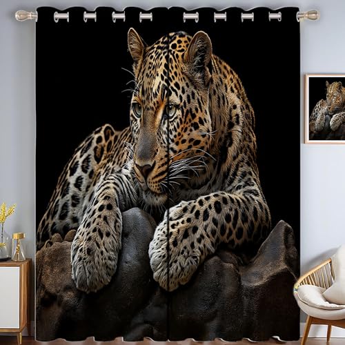 ZISTRCBAO Leopard Verdunkelungsvorhänge, Tierportraits Thermisch Isoliert Fensterbehandlung Vorhänge Für Wohnzimmer Dekoration, Braun 2 Paneele H160xB80cm ZISTRCBAO Leopard Verdunkelungsvorhänge, Tierportraits Thermisch Isoliert Fensterbehandlung Vorhänge Für Wohnzimmer Dekoration, Braun 2 Paneele H160xB80cm von ZISTRCBAO