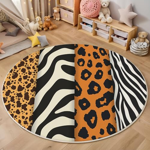 ZISTRCBAO Leoparden-Zebrastreifen Kurzflor Teppich Rund, Tiertextur Wohnzimmerteppich, Braun Runder Teppich 80cm Round Eingangsbereich Waschbar Weich for Wohnzimmer Schlafzimmer Studie Heimbüro ZISTRCBAO Leoparden-Zebrastreifen Kurzflor Teppich Rund, Tiertextur Wohnzimmerteppich, Braun Runder Teppich 80cm Round Eingangsbereich Waschbar Weich for Wohnzimmer Schlafzimmer Studie Heimbüro von ZISTRCBAO