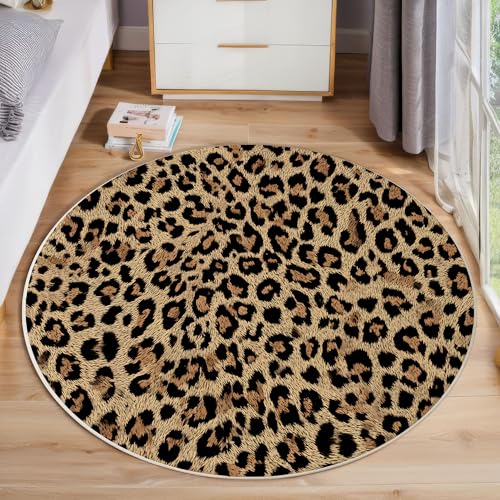 ZISTRCBAO Leopardenmuster Rund Teppich, Tiertextur Waschbarer Wohnzimmer Sofa Teppich Kurzflor Couchtischmatte, Dunkelbraun Rund 60cm Teppiche Für Schlafzimmer Esszimmer Küche Innen ZISTRCBAO Leopardenmuster Rund Teppich, Tiertextur Waschbarer Wohnzimmer Sofa Teppich Kurzflor Couchtischmatte, Dunkelbraun Rund 60cm Teppiche Für Schlafzimmer Esszimmer Küche Innen von ZISTRCBAO
