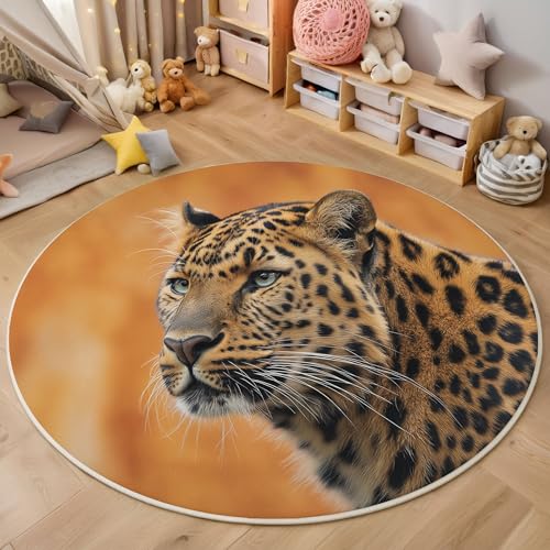 ZISTRCBAO Leopardentier rutschfest Runder Teppich 120cm, Tierrealismus Runder Teppich Wohnzimmer, Orange Dekoration Teppiche Weich Waschbar Für Zuhause Bodenmatte Schlafzimmer Dekorativer Teppiche ZISTRCBAO Leopardentier rutschfest Runder Teppich 120cm, Tierrealismus Runder Teppich Wohnzimmer, Orange Dekoration Teppiche Weich Waschbar Für Zuhause Bodenmatte Schlafzimmer Dekorativer Teppiche von ZISTRCBAO
