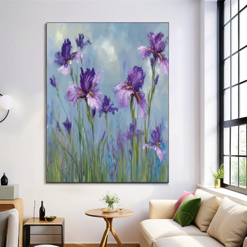 ZISTRCBAO Lila Iris Bild Auf Leinwand 60×90 cm, Ölgemälde Blumen Wohnzimmer Deko Wandbild Kunstdruck Auf Leinwand Bild Schlafzimmer über Bett Room Decor Geschenke, Lila ZISTRCBAO Lila Iris Bild Auf Leinwand 60×90 cm, Ölgemälde Blumen Wohnzimmer Deko Wandbild Kunstdruck Auf Leinwand Bild Schlafzimmer über Bett Room Decor Geschenke, Lila von ZISTRCBAO