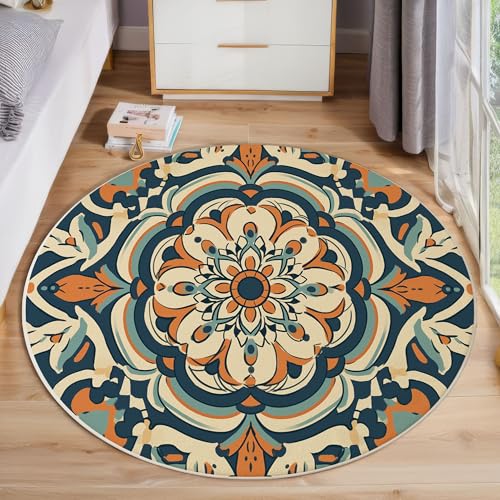 ZISTRCBAO Mandala Blumen Kurzflor Teppich Rund, Indischer Stil Wohnzimmerteppich, Beige Runder Teppich 160cm Round Eingangsbereich Waschbar Weich for Wohnzimmer Schlafzimmer Studie Heimbüro ZISTRCBAO Mandala Blumen Kurzflor Teppich Rund, Indischer Stil Wohnzimmerteppich, Beige Runder Teppich 160cm Round Eingangsbereich Waschbar Weich for Wohnzimmer Schlafzimmer Studie Heimbüro von ZISTRCBAO