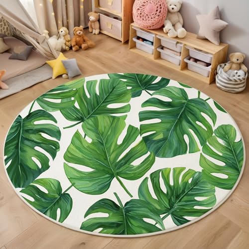 ZISTRCBAO Monstera Kurzflor Teppich Rund, Aquarell Tropische Pflanzen Wohnzimmerteppich, Grün Runder Teppich 120cm Round Eingangsbereich Waschbar Weich for Wohnzimmer Schlafzimmer Studie Heimbüro ZISTRCBAO Monstera Kurzflor Teppich Rund, Aquarell Tropische Pflanzen Wohnzimmerteppich, Grün Runder Teppich 120cm Round Eingangsbereich Waschbar Weich for Wohnzimmer Schlafzimmer Studie Heimbüro von ZISTRCBAO