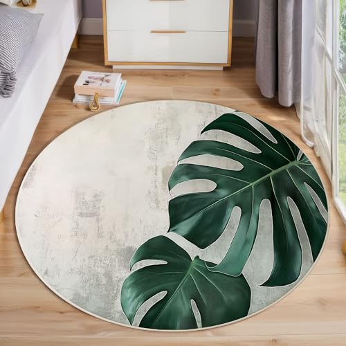 ZISTRCBAO Monstera Kurzflor Teppich Rund, Tropische Pflanzen Wohnzimmerteppich, Grün Runder Teppich 160cm Round Eingangsbereich Waschbar Weich for Wohnzimmer Schlafzimmer Studie Heimbüro ZISTRCBAO Monstera Kurzflor Teppich Rund, Tropische Pflanzen Wohnzimmerteppich, Grün Runder Teppich 160cm Round Eingangsbereich Waschbar Weich for Wohnzimmer Schlafzimmer Studie Heimbüro von ZISTRCBAO