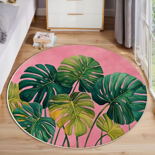 ZISTRCBAO Monstera Rund Teppich, Aquarellpflanze Waschbarer Wohnzimmer Sofa Teppich Kurzflor Couchtischmatte, Grün Rund 120cm Teppiche Für Schlafzimmer Esszimmer Küche Innen ZISTRCBAO Monstera Rund Teppich, Aquarellpflanze Waschbarer Wohnzimmer Sofa Teppich Kurzflor Couchtischmatte, Grün Rund 120cm Teppiche Für Schlafzimmer Esszimmer Küche Innen von ZISTRCBAO