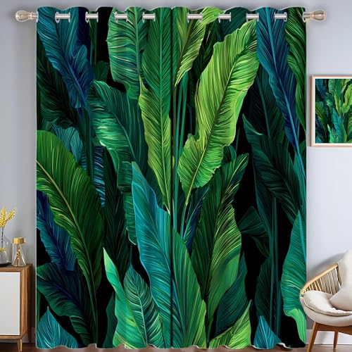 ZISTRCBAO Palmblätter Verdunkelungsvorhänge, Tropische Pflanzen Thermisch Isoliert Fensterbehandlung Vorhänge Für Wohnzimmer Dekoration, Grün 2 Paneele H99xB68.5cm ZISTRCBAO Palmblätter Verdunkelungsvorhänge, Tropische Pflanzen Thermisch Isoliert Fensterbehandlung Vorhänge Für Wohnzimmer Dekoration, Grün 2 Paneele H99xB68.5cm von ZISTRCBAO