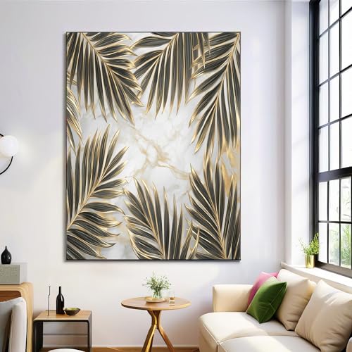 ZISTRCBAO Palmblatt-Marmor Bild Auf Leinwand 80×120 cm, Moderner Luxus Wohnzimmer Deko Wandbild Kunstdruck Auf Leinwand Bild Schlafzimmer über Bett Room Decor Geschenke, Weiß ZISTRCBAO Palmblatt-Marmor Bild Auf Leinwand 80×120 cm, Moderner Luxus Wohnzimmer Deko Wandbild Kunstdruck Auf Leinwand Bild Schlafzimmer über Bett Room Decor Geschenke, Weiß von ZISTRCBAO