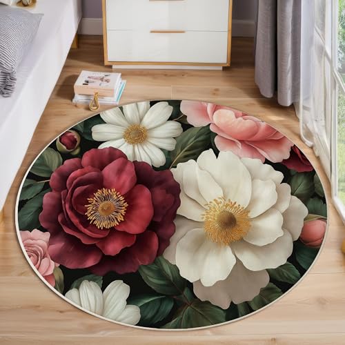 ZISTRCBAO Pfingstrose Kurzflor Teppich Rund, Aquarell Blumen Wohnzimmerteppich, Rosa Runder Teppich 60cm Round Eingangsbereich Waschbar Weich for Wohnzimmer Schlafzimmer Studie Heimbüro ZISTRCBAO Pfingstrose Kurzflor Teppich Rund, Aquarell Blumen Wohnzimmerteppich, Rosa Runder Teppich 60cm Round Eingangsbereich Waschbar Weich for Wohnzimmer Schlafzimmer Studie Heimbüro von ZISTRCBAO