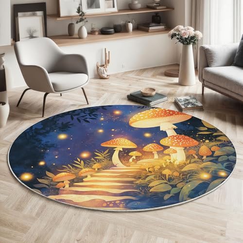 ZISTRCBAO Pilzwald Kurzflor Teppich Rund, Fantasy-Kunst Teppich Runder 80cm, Gelb Kreis Eingangsteppich Maschine Waschbarer Teppiche Für Wohnzimmer Schlafzimmer Esszimmer Küchenakzent ZISTRCBAO Pilzwald Kurzflor Teppich Rund, Fantasy-Kunst Teppich Runder 80cm, Gelb Kreis Eingangsteppich Maschine Waschbarer Teppiche Für Wohnzimmer Schlafzimmer Esszimmer Küchenakzent von ZISTRCBAO