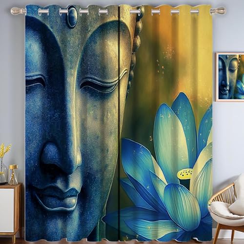 ZISTRCBAO Porträt Lotus Verdunkelungsvorhänge, Zen Thermisch Isoliert Fensterbehandlung Vorhänge Für Wohnzimmer Dekoration, Blau 2 Paneele H160xB80cm ZISTRCBAO Porträt Lotus Verdunkelungsvorhänge, Zen Thermisch Isoliert Fensterbehandlung Vorhänge Für Wohnzimmer Dekoration, Blau 2 Paneele H160xB80cm von ZISTRCBAO