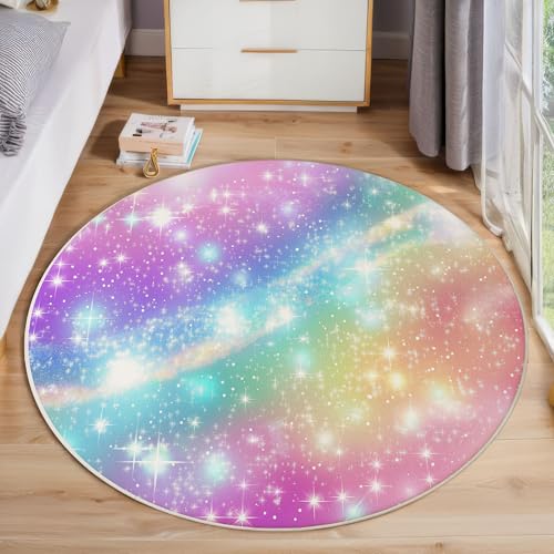 ZISTRCBAO Regenbogensterne Rund Teppich, Süß Verträumt Waschbarer Wohnzimmer Sofa Teppich Kurzflor Couchtischmatte, Rosa Rund 160cm Teppiche Für Schlafzimmer Esszimmer Küche Innen ZISTRCBAO Regenbogensterne Rund Teppich, Süß Verträumt Waschbarer Wohnzimmer Sofa Teppich Kurzflor Couchtischmatte, Rosa Rund 160cm Teppiche Für Schlafzimmer Esszimmer Küche Innen von ZISTRCBAO