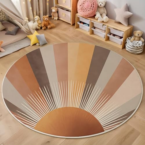 ZISTRCBAO Regenbogenstreifen Sonne Rund Teppich, Retro Boho Waschbarer Wohnzimmer Sofa Teppich Kurzflor Couchtischmatte, Braun Rund 120cm Teppiche Für Schlafzimmer Esszimmer Küche Innen ZISTRCBAO Regenbogenstreifen Sonne Rund Teppich, Retro Boho Waschbarer Wohnzimmer Sofa Teppich Kurzflor Couchtischmatte, Braun Rund 120cm Teppiche Für Schlafzimmer Esszimmer Küche Innen von ZISTRCBAO