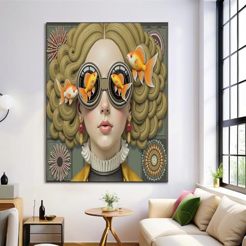 ZISTRCBAO Retro-Blondine Bild Auf Leinwand 30×40 cm, Porträt Wohnzimmer Deko Wandbild Kunstdruck Auf Leinwand Bild Schlafzimmer über Bett Room Decor Geschenke, Gelb von ZISTRCBAO