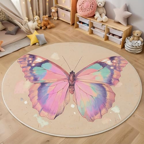 ZISTRCBAO Rosa Farbverlaufsschmetterling rutschfest Runder Teppich 60cm, Aquarell Tier Runder Teppich Wohnzimmer, Rosa Teppiche Weich Waschbar Für Zuhause Bodenmatte Schlafzimmer Dekorativer Teppiche ZISTRCBAO Rosa Farbverlaufsschmetterling rutschfest Runder Teppich 60cm, Aquarell Tier Runder Teppich Wohnzimmer, Rosa Teppiche Weich Waschbar Für Zuhause Bodenmatte Schlafzimmer Dekorativer Teppiche von ZISTRCBAO