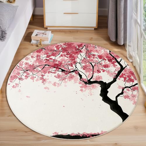 ZISTRCBAO Rosa Kirschblüten Kurzflor Teppich Rund, Japanischer Stil Wohnzimmerteppich, Rosa Runder Teppich 60cm Round Eingangsbereich Waschbar Weich for Wohnzimmer Schlafzimmer Studie Heimbüro ZISTRCBAO Rosa Kirschblüten Kurzflor Teppich Rund, Japanischer Stil Wohnzimmerteppich, Rosa Runder Teppich 60cm Round Eingangsbereich Waschbar Weich for Wohnzimmer Schlafzimmer Studie Heimbüro von ZISTRCBAO