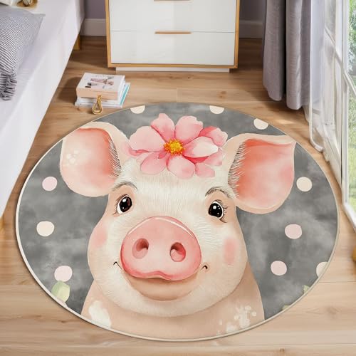 ZISTRCBAO Rosa Schwein rutschfest Runder Teppich 60cm, Aquarell Süßes Tier Runder Teppich Wohnzimmer, Rosa Dekoration Teppiche Weich Waschbar Für Zuhause Bodenmatte Schlafzimmer Dekorativer Teppiche ZISTRCBAO Rosa Schwein rutschfest Runder Teppich 60cm, Aquarell Süßes Tier Runder Teppich Wohnzimmer, Rosa Dekoration Teppiche Weich Waschbar Für Zuhause Bodenmatte Schlafzimmer Dekorativer Teppiche von ZISTRCBAO