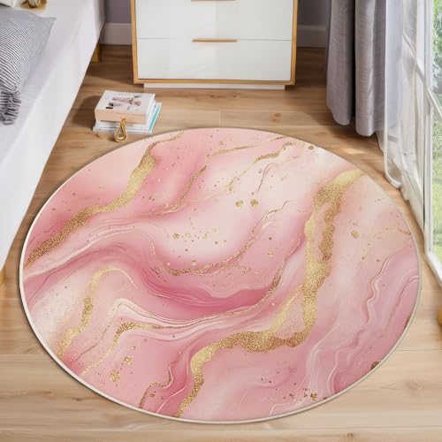 ZISTRCBAO Rosagold-Marmor Rund Teppich Kurzflor, Moderner Luxus Ultradünner Waschbarer Runder Teppich Für Den Innen Und Außenbereich Schlafzimmer Wohnzimmer Terrasse Garten 60cm, Rosa ZISTRCBAO Rosagold-Marmor Rund Teppich Kurzflor, Moderner Luxus Ultradünner Waschbarer Runder Teppich Für Den Innen Und Außenbereich Schlafzimmer Wohnzimmer Terrasse Garten 60cm, Rosa von ZISTRCBAO