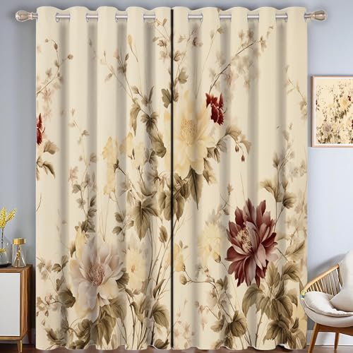 ZISTRCBAO Rosenlilie Schlafzimmervorhänge, Retro-Blumen Vorhänge Mit ösen Verdunkelung Wärmeschutzvorhang Thermovorhang Für Wohnzimmer Schlafzimmer, Beige, 2er Set H213xB137cm ZISTRCBAO Rosenlilie Schlafzimmervorhänge, Retro-Blumen Vorhänge Mit ösen Verdunkelung Wärmeschutzvorhang Thermovorhang Für Wohnzimmer Schlafzimmer, Beige, 2er Set H213xB137cm von ZISTRCBAO