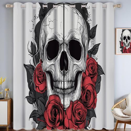 ZISTRCBAO Rosenschädel Verdunkelungsvorhänge, Gotischer Stil Thermisch Isoliert Fensterbehandlung Vorhänge Für Wohnzimmer Dekoration, Grau 2 Paneele H182xB91cm ZISTRCBAO Rosenschädel Verdunkelungsvorhänge, Gotischer Stil Thermisch Isoliert Fensterbehandlung Vorhänge Für Wohnzimmer Dekoration, Grau 2 Paneele H182xB91cm von ZISTRCBAO