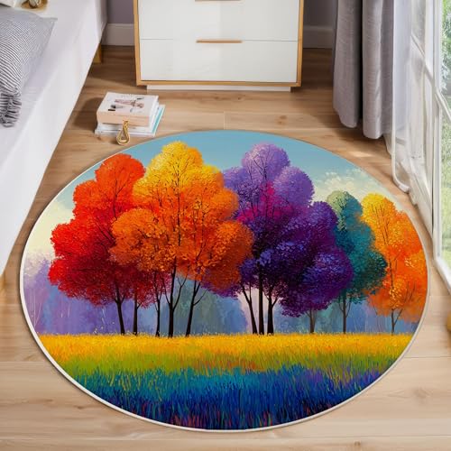 ZISTRCBAO Rot-Violetter Baum Rund Teppich Kurzflor, Fantasie Abstrakt Ultradünner Waschbarer Runder Teppich Für Den Innen Und Außenbereich Schlafzimmer Wohnzimmer Terrasse Garten 80cm, Mehrfarbig ZISTRCBAO Rot-Violetter Baum Rund Teppich Kurzflor, Fantasie Abstrakt Ultradünner Waschbarer Runder Teppich Für Den Innen Und Außenbereich Schlafzimmer Wohnzimmer Terrasse Garten 80cm, Mehrfarbig von ZISTRCBAO