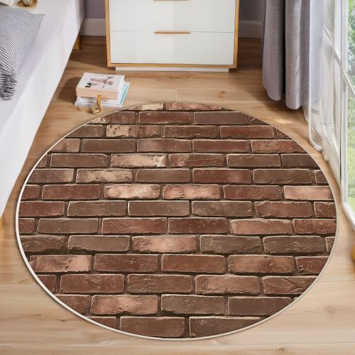 ZISTRCBAO Rote Backsteinmauer Rund Teppich, Retro-Landhausstil Waschbarer Wohnzimmer Sofa Teppich Kurzflor Couchtischmatte, Braun Rund 100cm Teppiche Für Schlafzimmer Esszimmer Küche Innen ZISTRCBAO Rote Backsteinmauer Rund Teppich, Retro-Landhausstil Waschbarer Wohnzimmer Sofa Teppich Kurzflor Couchtischmatte, Braun Rund 100cm Teppiche Für Schlafzimmer Esszimmer Küche Innen von ZISTRCBAO
