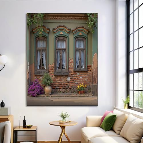 ZISTRCBAO Rotes Backsteinhaus Bild Auf Leinwand 50×70 cm, Retro-Architektur Wohnzimmer Deko Wandbild Kunstdruck Auf Leinwand Bild Schlafzimmer über Bett Room Decor Geschenke, Grün ZISTRCBAO Rotes Backsteinhaus Bild Auf Leinwand 50×70 cm, Retro-Architektur Wohnzimmer Deko Wandbild Kunstdruck Auf Leinwand Bild Schlafzimmer über Bett Room Decor Geschenke, Grün von ZISTRCBAO